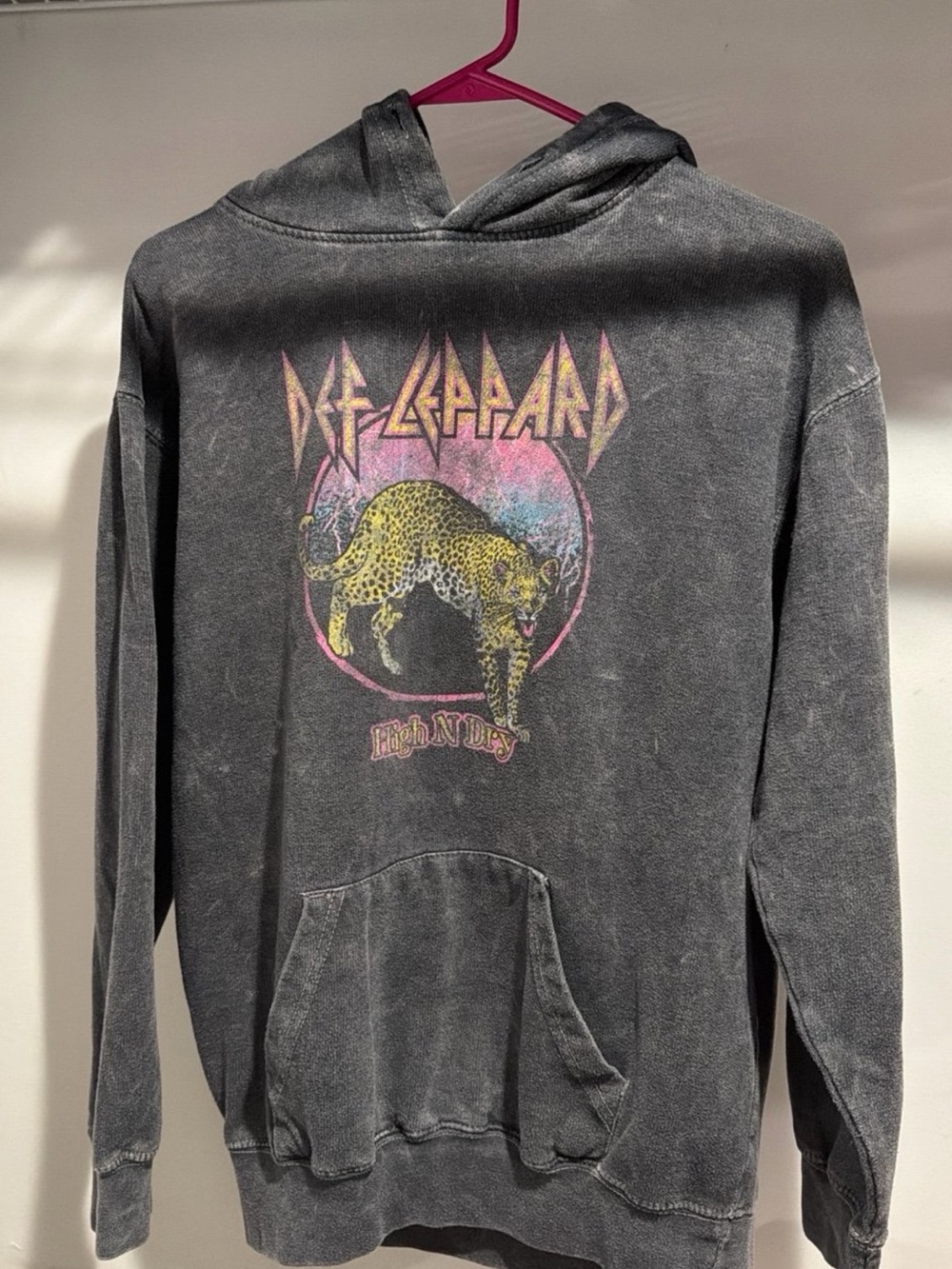 Black Pullover Hoodie with Yellow Leopard Graphic